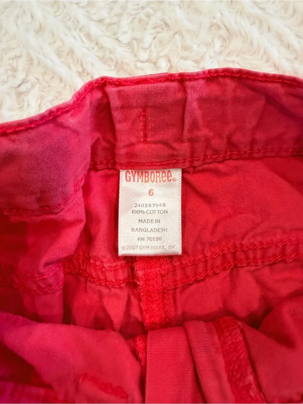 Gymboree Coral Red Girls' Cargo Pocket Shorts Size 6